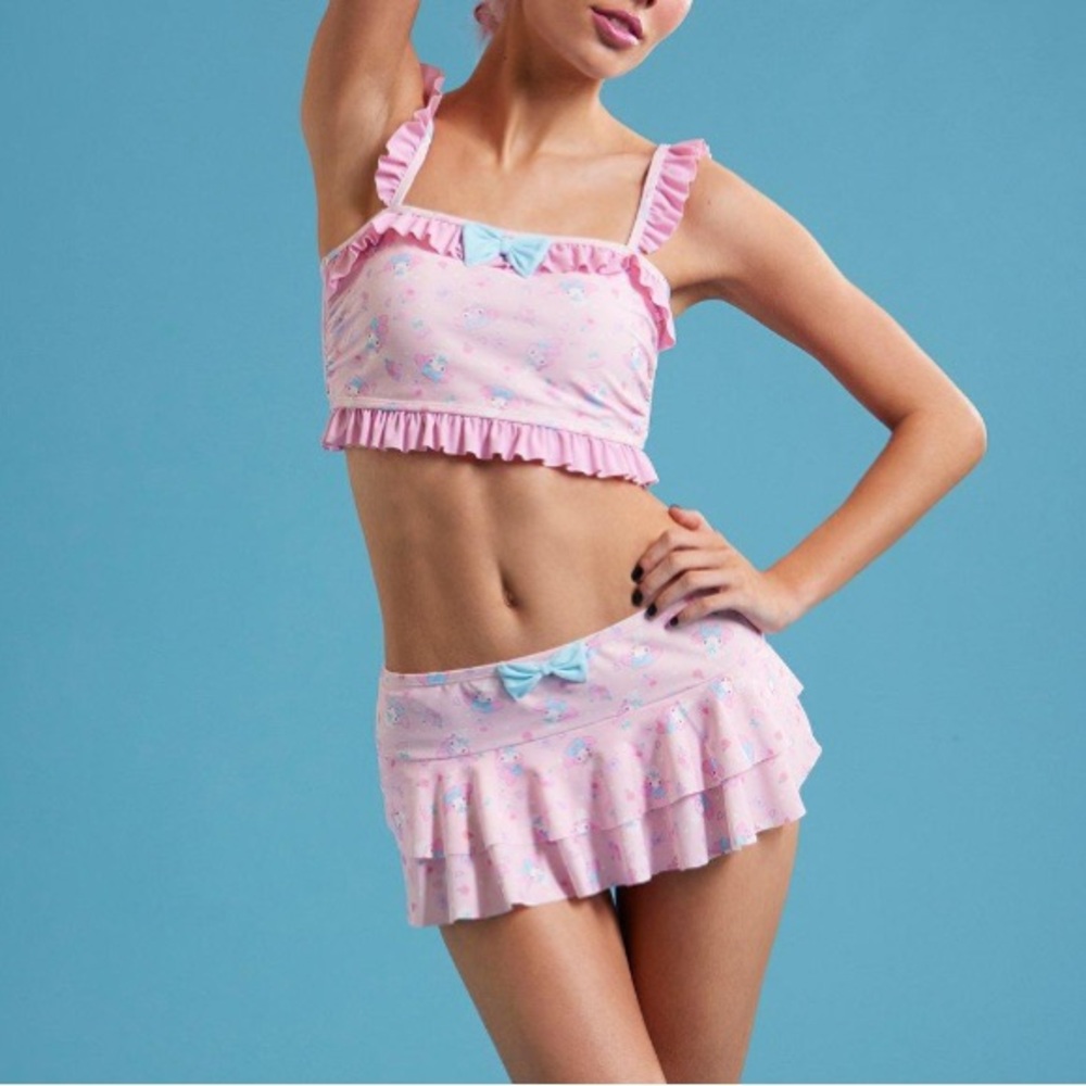My Melody Sweets Skirted Bottom‎ & Ruffle Top Swim Set Hot Topic Sanrio